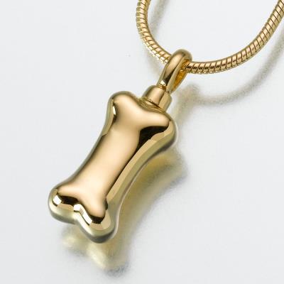 gold vermeil dog bone cremation pendant necklace